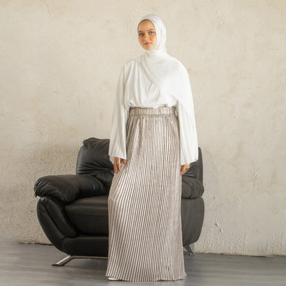 Durra Pleated Skirt in Beige