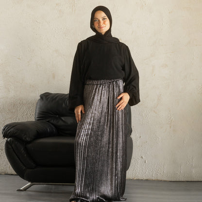 Durra Pleated Skirt in Silver