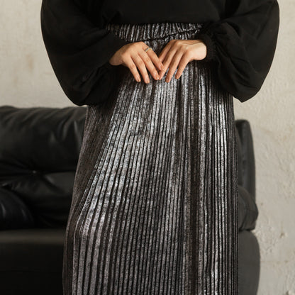 Durra Pleated Skirt in Silver
